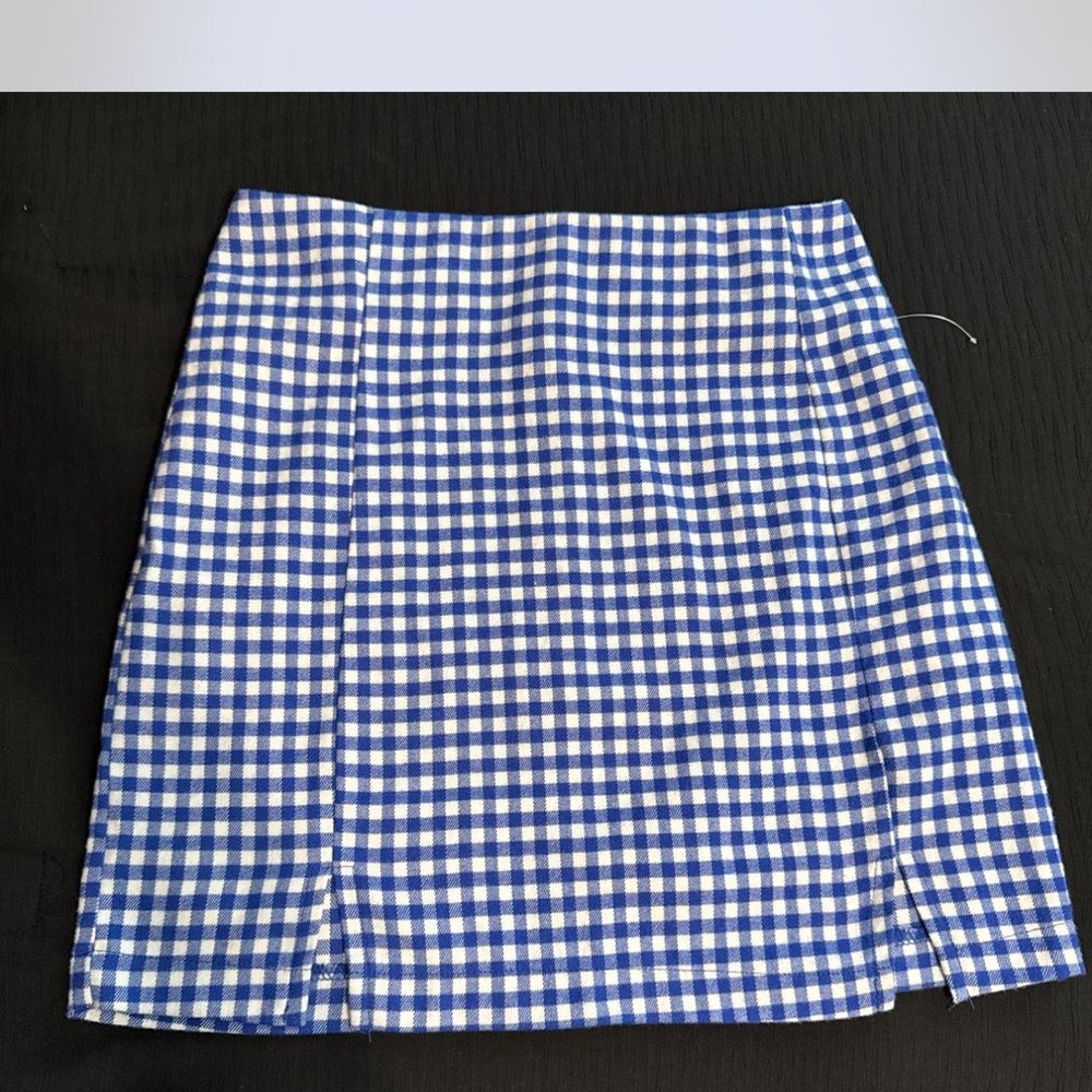 Love on a Hanger Blue and White Gingham Pencil Skirt